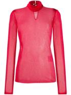 Styland Shimmer Turtle Neck Blouse - Red