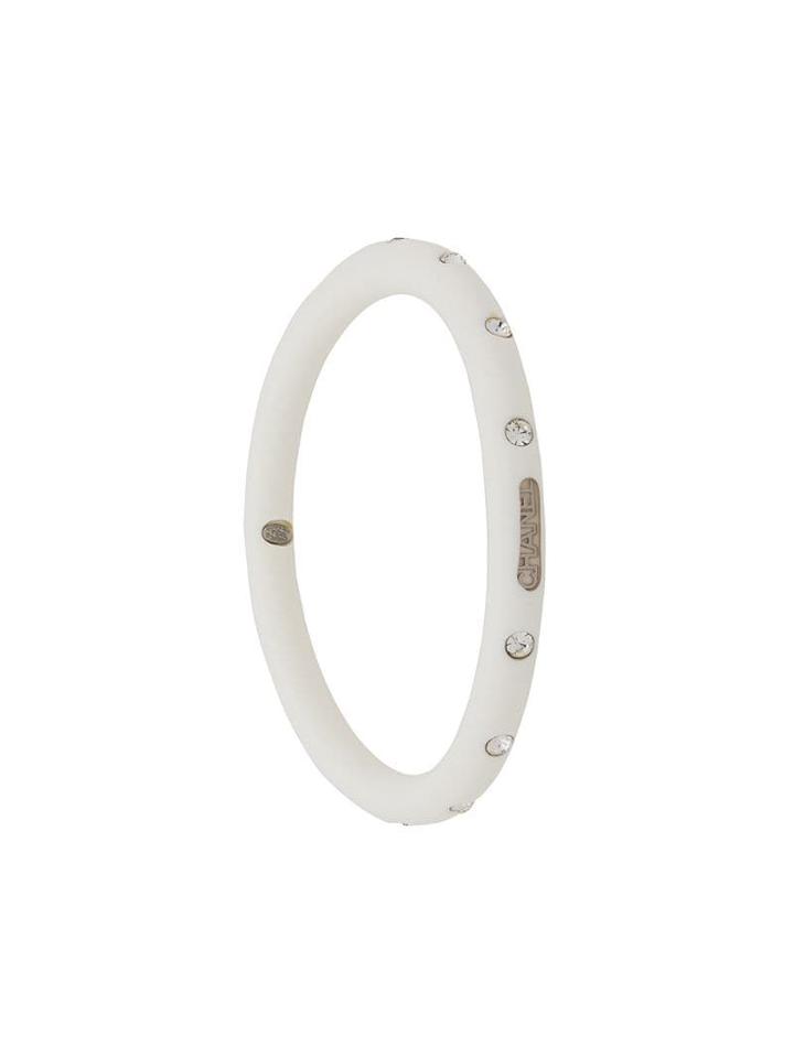 Chanel Pre-owned 2000 Logo Plaque Bangle - White