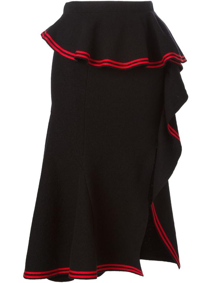 Givenchy Ruffled Layered Skirt, Women's, Size: 40, Black, Silk/polyester/acetate/wool
