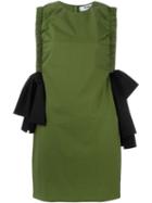 Msgm Bow Detail Mini Dress, Women's, Size: 44, Green, Cotton/polyurethane/spandex/elastane