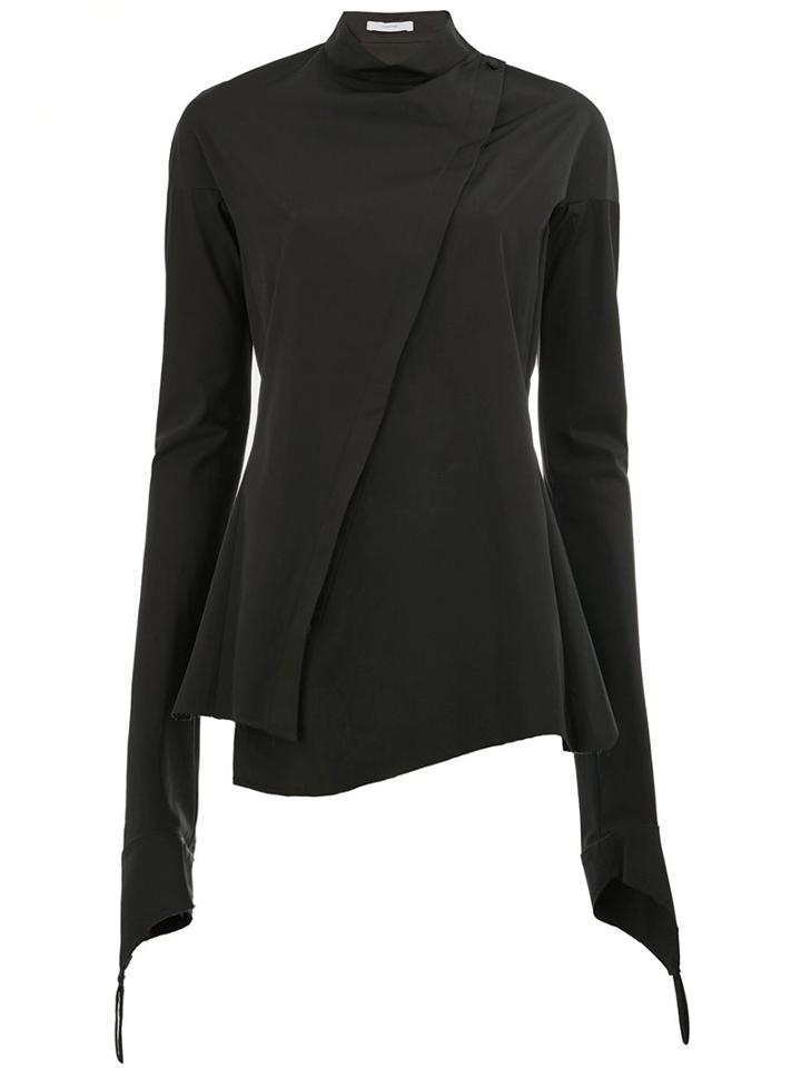 Aganovich High Neck Flared Blouse, Women's, Size: 40, Black, Cotton