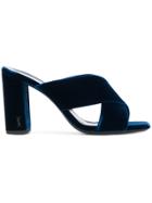 Saint Laurent Loulou 95 Slide Sandals - Blue