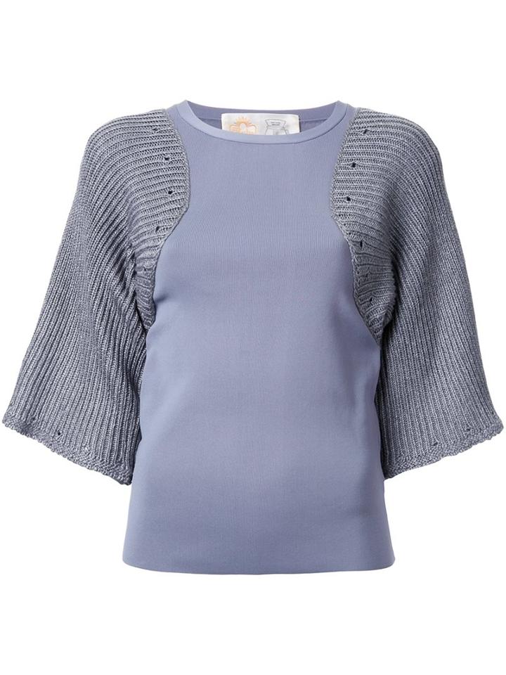 Theatre Products Wide Ribbed Sleeve Top, Women's, Grey, Polyester