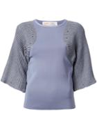 Theatre Products Wide Ribbed Sleeve Top, Women's, Grey, Polyester