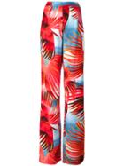 Just Cavalli Tropical Print Palazzo Pants, Women's, Size: 40, Red, Viscose