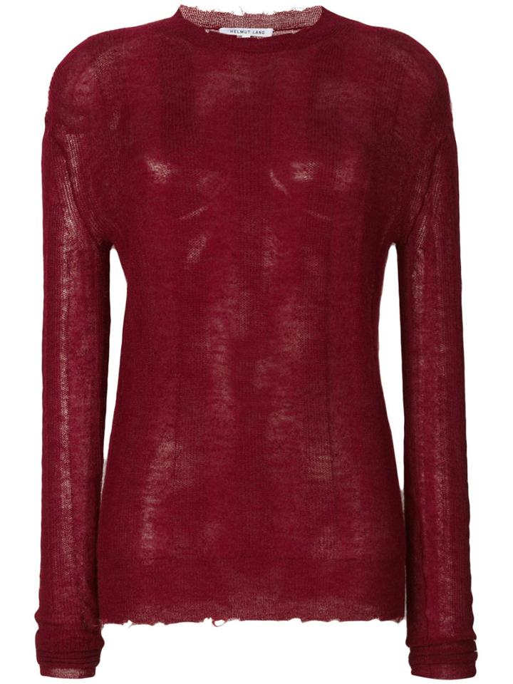 Helmut Lang - Ribbed Trim Top - Women - Polyamide/mohair/wool - M, Red, Polyamide/mohair/wool