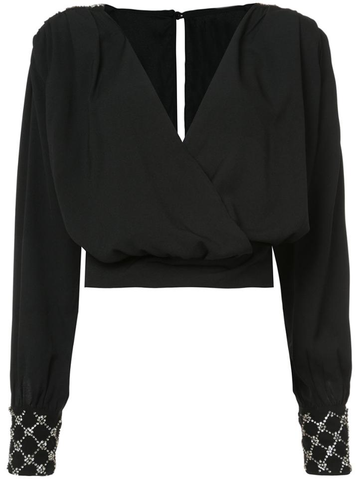 Dodo Bar Or Crystal-cuff Plunge Top - Black