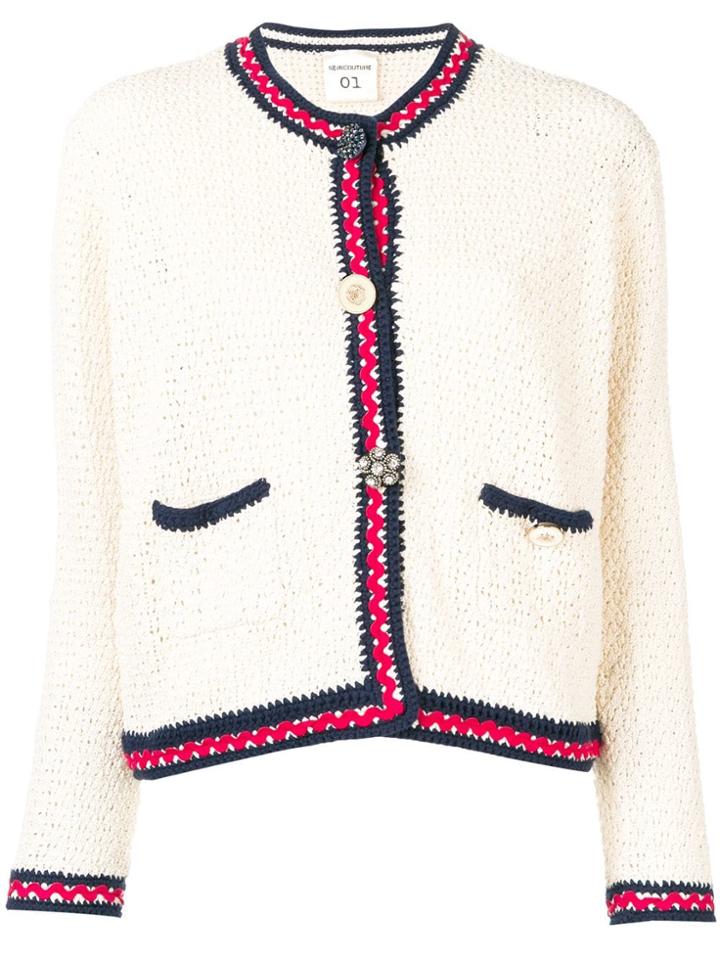 Semicouture Contrast Trim Knitted Jacket - Neutrals