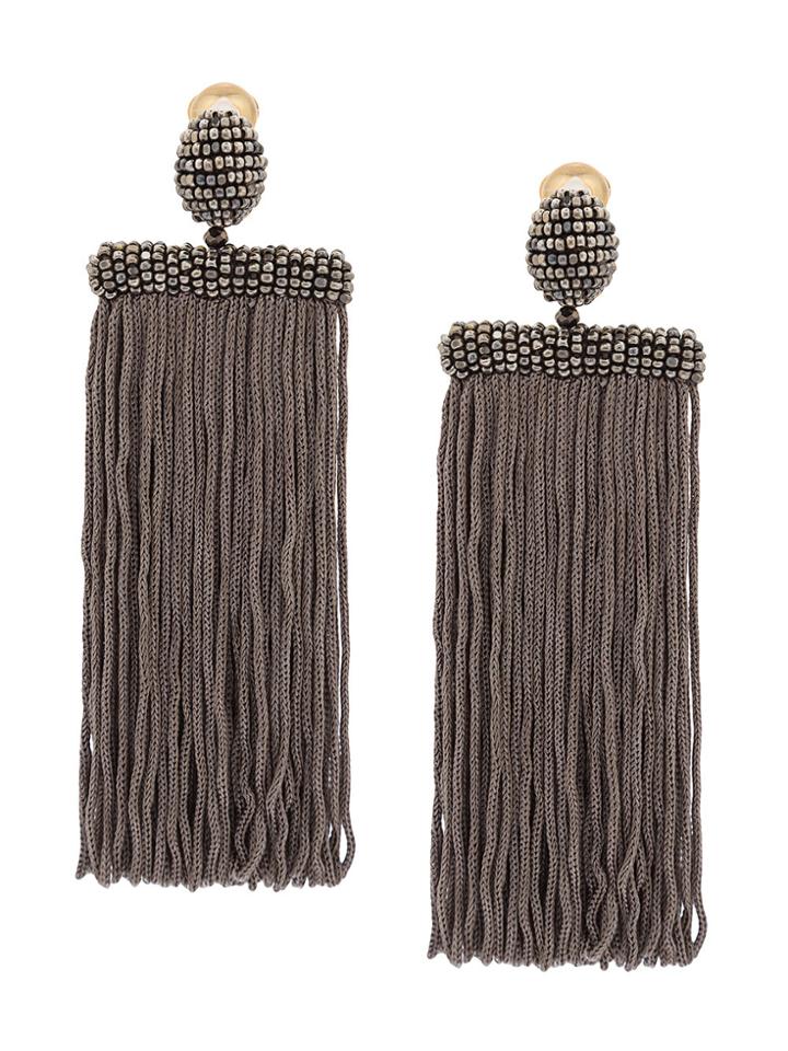 Oscar De La Renta Waterfall Tassel Earrings - Metallic