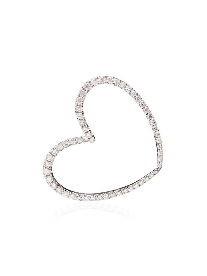 Yvonne Léon 18kt White Gold Heart Diamond Earring - Silver