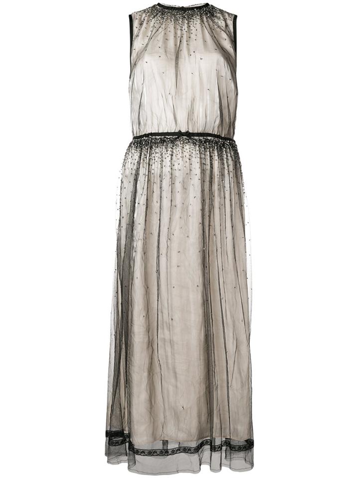 Prada Crystal-embellished Tulle Dress - Black