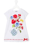 Monnalisa - Blooming Teapot Print T-shirt - Kids - Cotton/spandex/elastane/crystal - 8 Yrs, Girl's, White