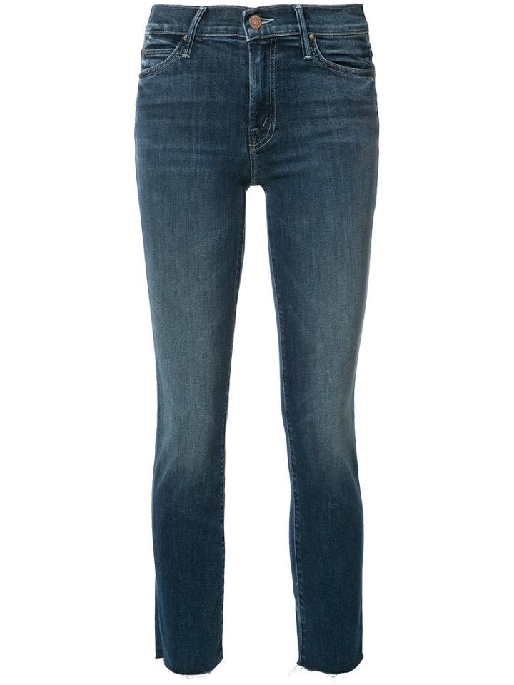 Mother Skinny Cropped Jeans, Women's, Size: 27, Blue, Cotton/polyester/spandex/elastane