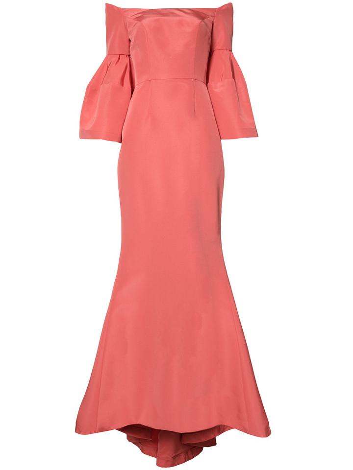 Carolina Herrera Faille Evening Gown, Women's, Size: 2, Pink/purple, Silk