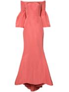 Carolina Herrera Faille Evening Gown, Women's, Size: 2, Pink/purple, Silk
