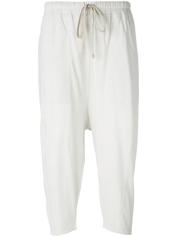 Rick Owens Drkshdw Drop-crotch Cropped Trousers, Women's, Size: Medium, Nude/neutrals, Cotton