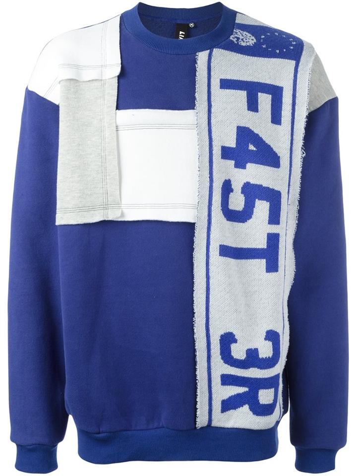 Liam Hodges Patchwork Sweatshirt, Men's, Size: Medium, Blue, Cotton/merino/polyacrylic