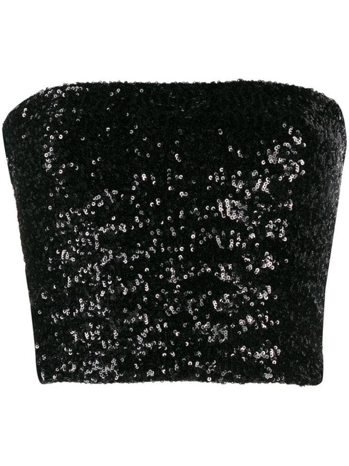 Andamane Sequined Cropped Tank Top - Black