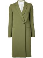 Estnation - Double-breasted Midi Coat - Women - Cotton/cupro - 36, Green, Cotton/cupro