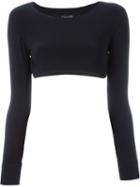 Norma Kamali Long Sleeves Cropped Blouse, Women's, Size: Xs, Blue, Polyester/spandex/elastane