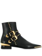 Versace Buckle Stud Ankle Boots - Black
