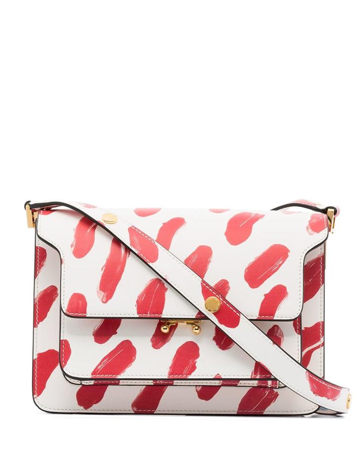 Marni Paint Print Medium Trunk Bag - White