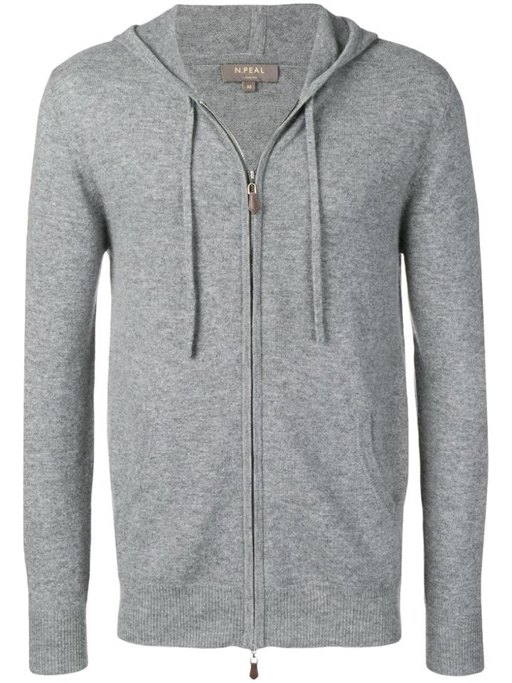 N.peal Hooded Zip Knitted Top - Grey