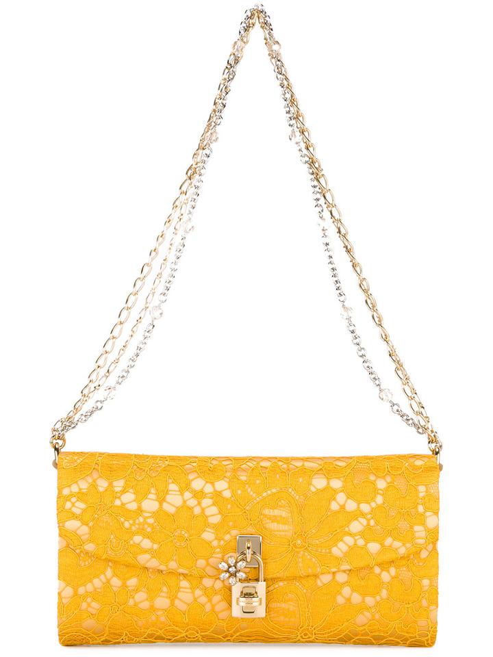 Dolce & Gabbana Taormina Lace Clutch, Women's, Yellow/orange, Satin/cotton