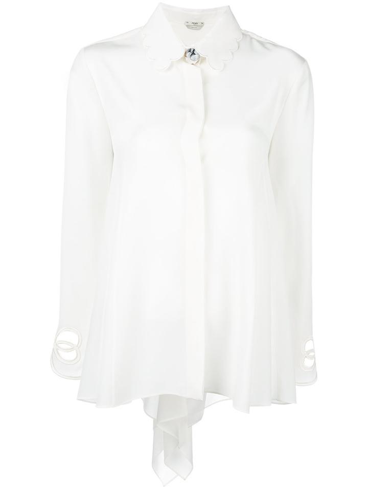 Fendi Bow Tie Back Blouse, Women's, Size: 44, White, Silk/polyamide/polyester/viscose