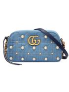 Gucci Gg Marmont Denim Small Shoulder Bag - Blue