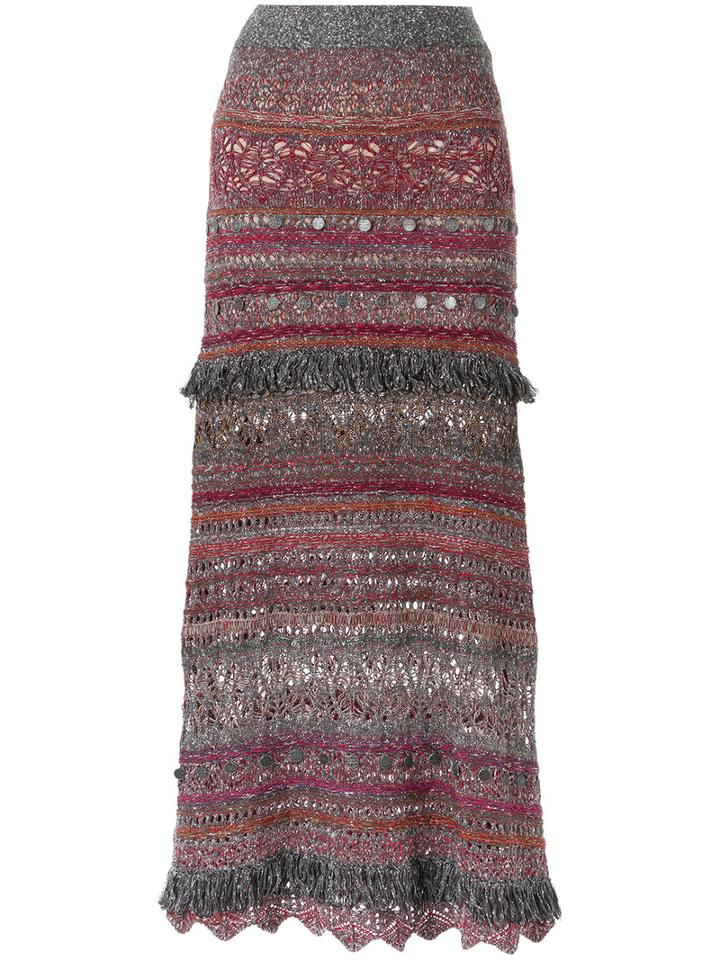 Cecilia Prado - Long Knitted Skirt - Women - Cotton/acrylic/lurex/polyester - P, Grey, Cotton/acrylic/lurex/polyester