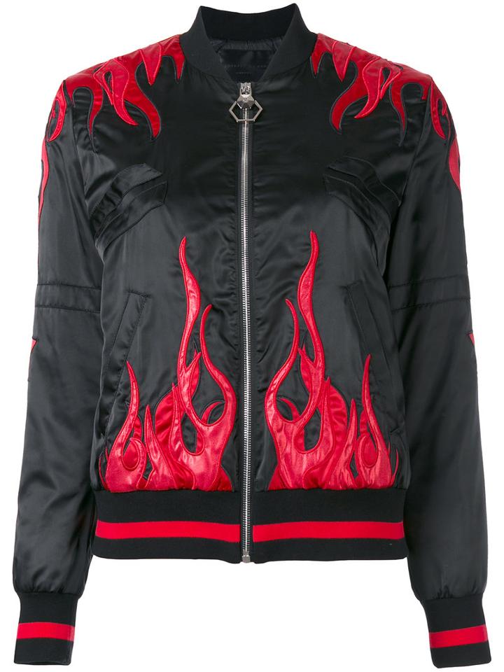 Philipp Plein 'space' Bomber Jacket, Women's, Size: Small, Black, Nylon/polyester