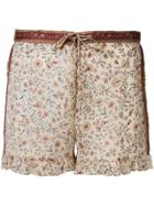Mes Demoiselles Floral Print Shorts With Frill Trim - Nude & Neutrals