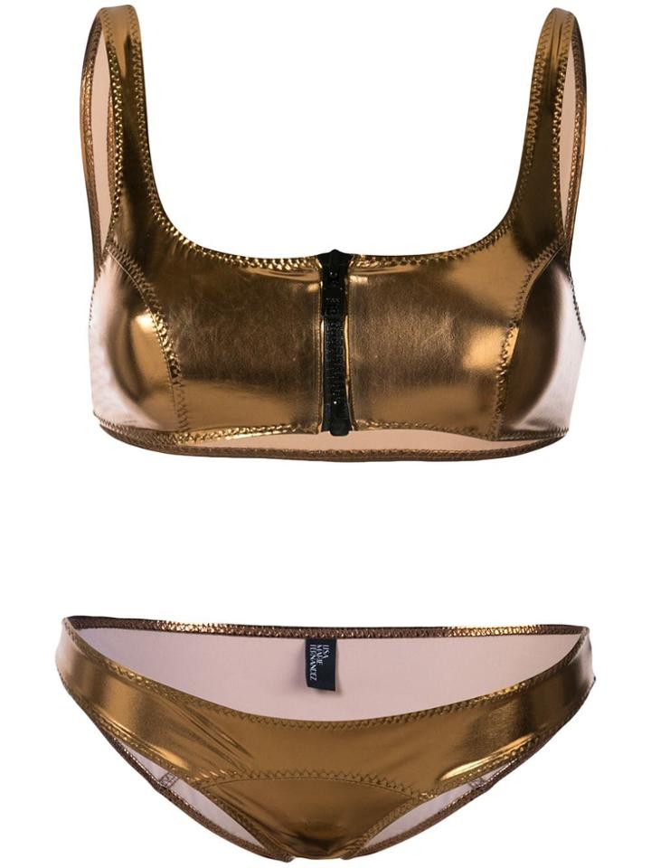 Lisa Marie Fernandez Zipped Detail Bikini Set - Gold