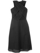 Carven Cross-front Flared Dress, Women's, Size: 40, Black, Nylon/cotton/acetate