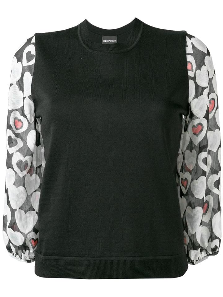 Emporio Armani Printed Sleeve Jumper - Black