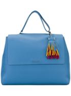 Orciani Fringed Detail Tote, Women's, Blue, Leather