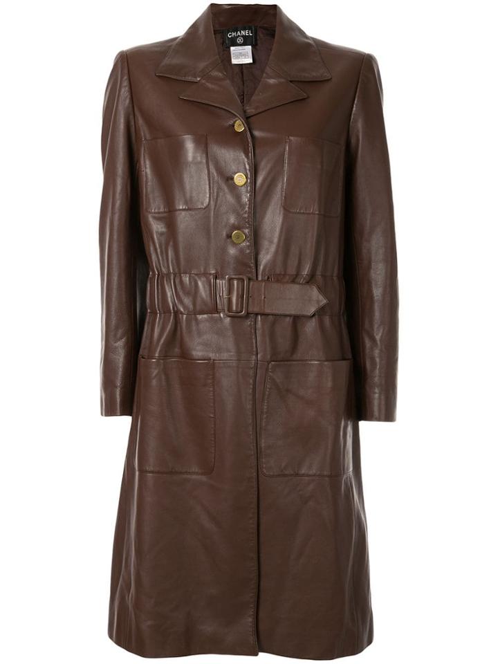 Chanel Pre-owned Long Sleeve Belted Coat - Brown