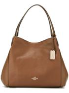 Coach Logo Plaque Tote Bag, Women's, Brown, Leather