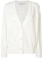 T By Alexander Wang Diamond Laser Cut Cardigan - White