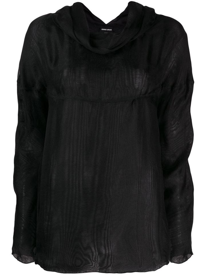 Giorgio Armani Vintage 1990's Cowl Neck Longsleeved Blouse - Black