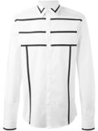 Les Hommes Stripe Detail Button Down Shirt, Men's, Size: 54, White, Cotton/spandex/elastane