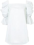Monographie Striped Off-shoulder Top - Grey