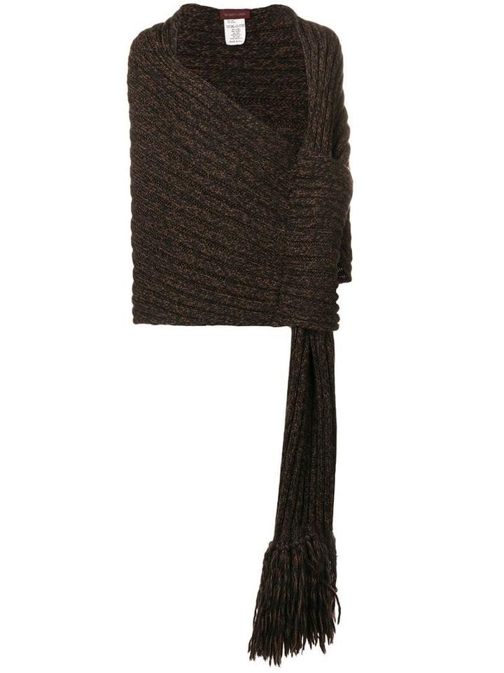 Romeo Gigli Pre-owned 1990's Ribbed Wrapped Shawl - Brown