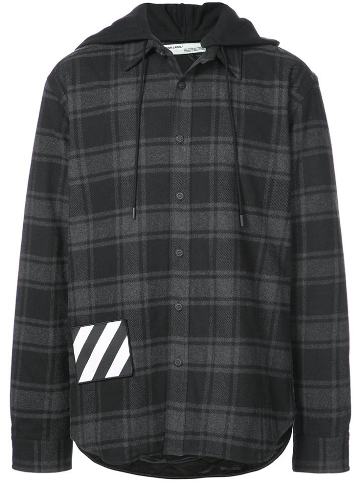 Off-white Hooded Checked Flannel Jacket - Black