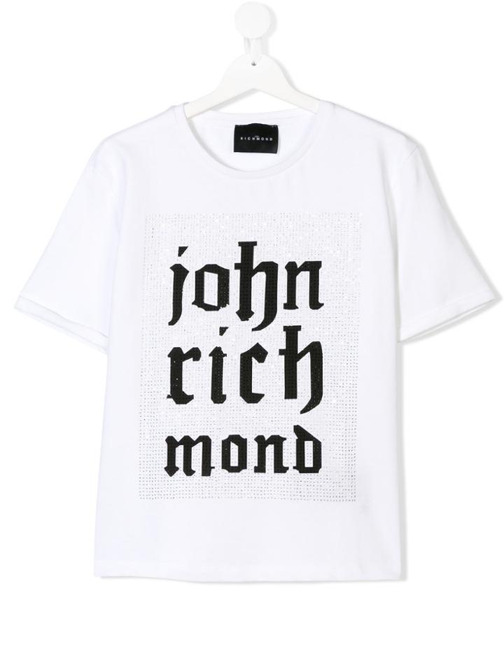 John Richmond Kids Teen Embellished Logo T-shirt - White