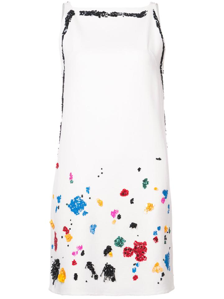 Oscar De La Renta Sequin-embellished Shift Dress - White