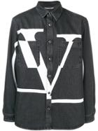 Valentino Maxi Logo Denim Shirt - Black