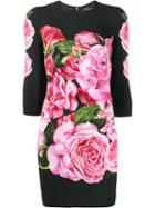 Dolce & Gabbana - Rose Print Dress - Women - Silk/spandex/elastane/viscose - 44, Black, Silk/spandex/elastane/viscose