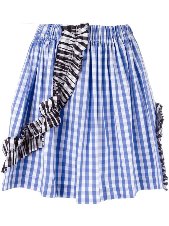 Msgm Gingham Check Skirt, Women's, Size: 44, Blue, Cotton